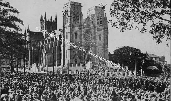 CATHEDRAL EXTERIOR WITH CROWDS